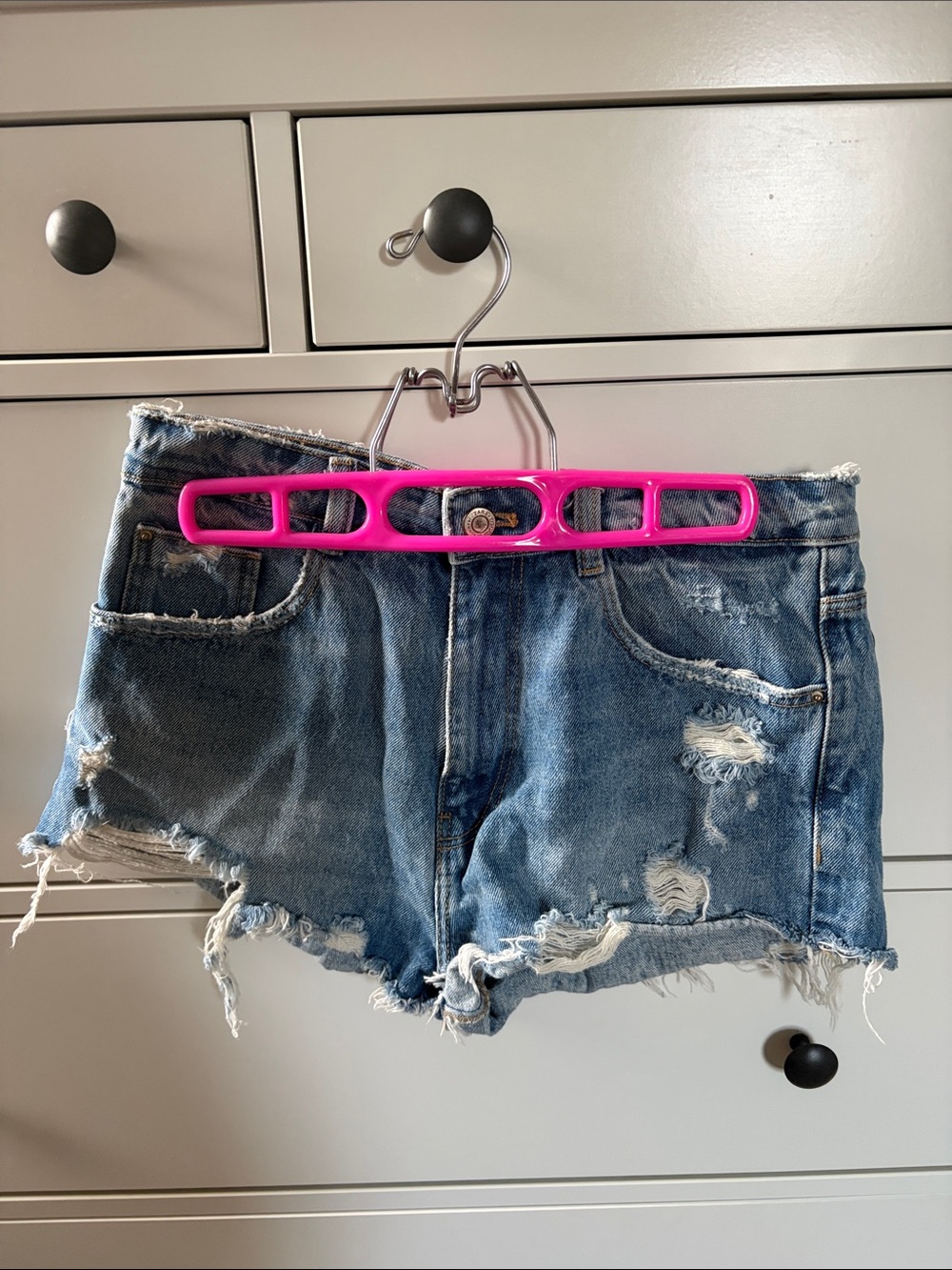 Zara Distressed Blue Denim Cutoff Shorts